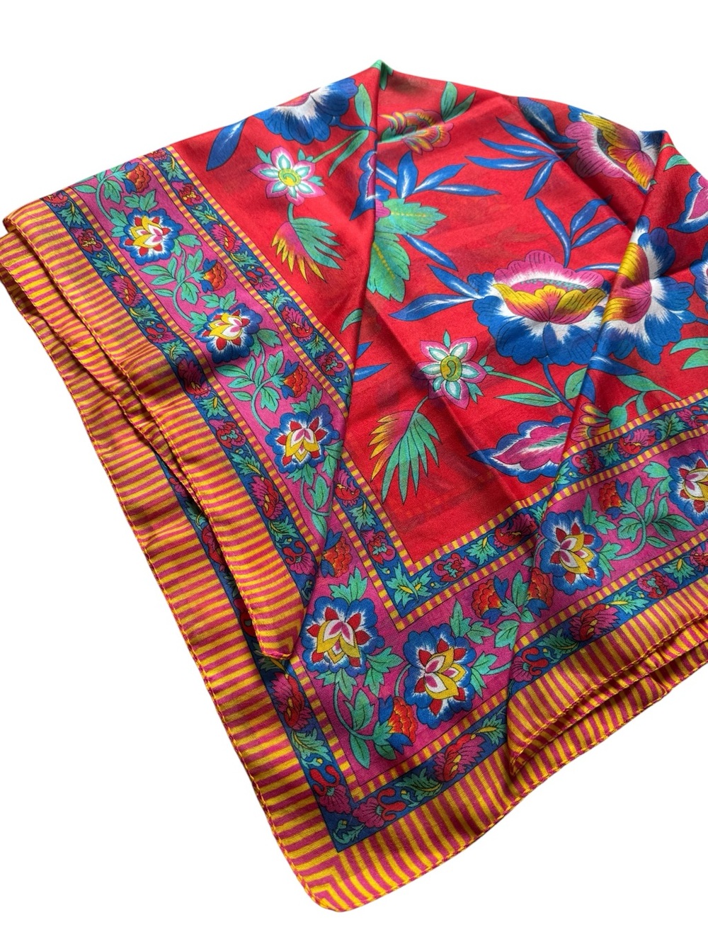 ✨❤️Vintage Floral Euro Summer Boho Chic Silk Scarf Wrap